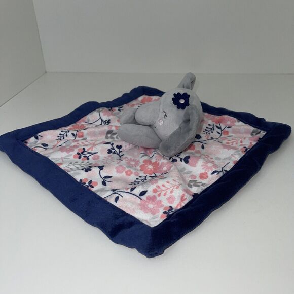 Lullaby Lane Elephant Plush Lovey Rattle Security Blanket Gray Pink Blue 11 Inch - Picture 4 of 8